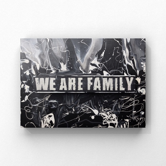 3D We Are Family Affirmation Black and White, Original, Art Painting - Picture 8 of 10